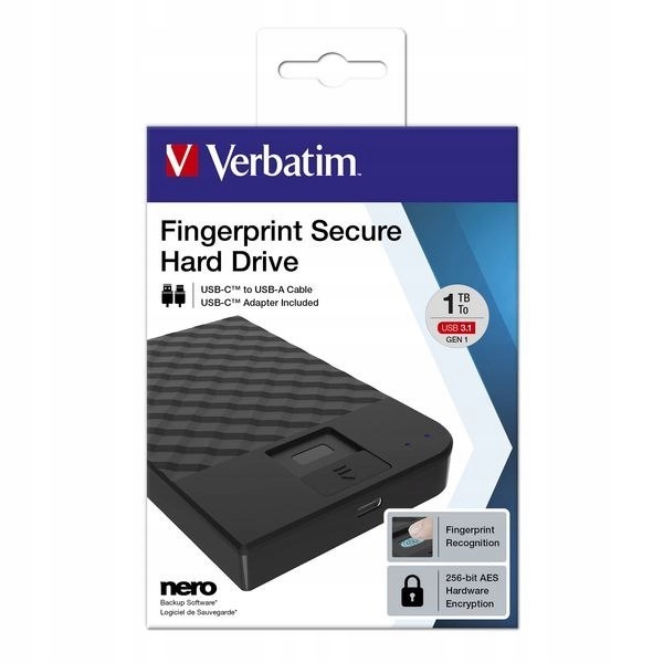 Externý pevný disk Verbatim Fingerprint Secure 1TB